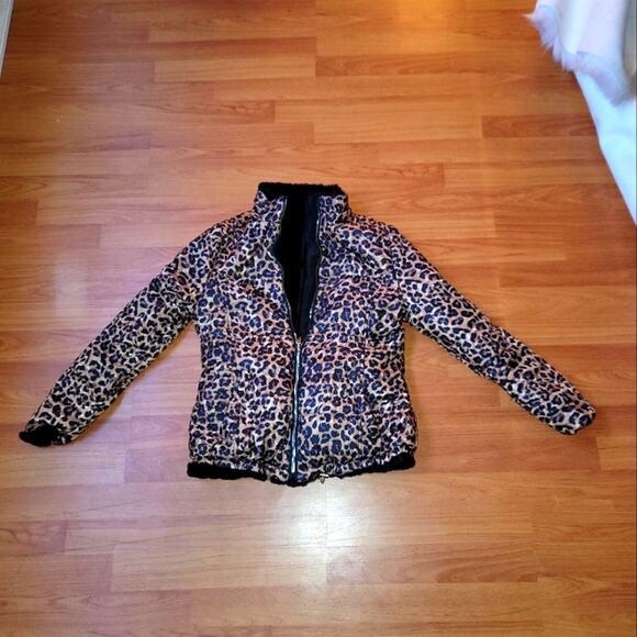 NEW Leopard Reversible Jacket, Size Small Faux Fur Jacket Black - Picture 5 of 9